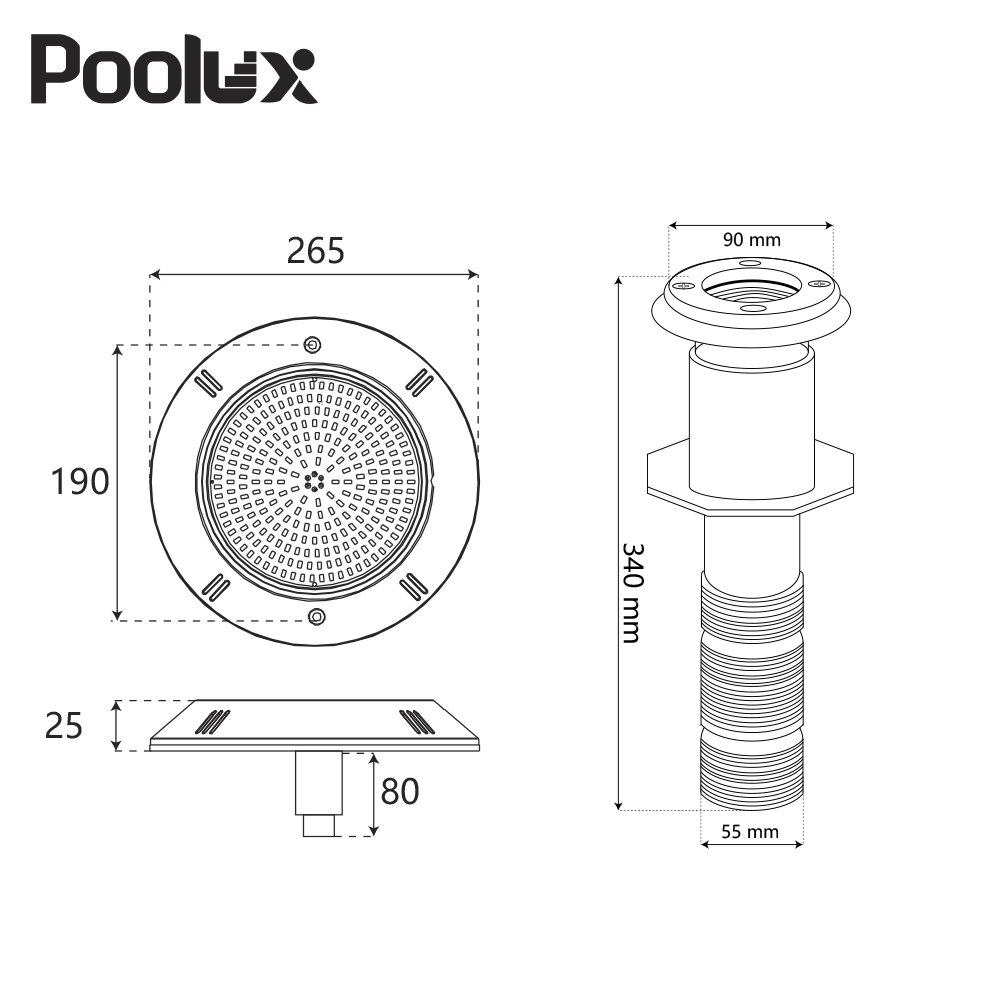 POOLUX Customized PC 265mm IP68 Underwater Lights for Liner Swimming Pool - Image 3