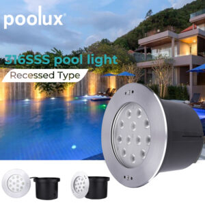 POOLUX Manufacturer Stainless Steel Recessed Type LED Light Underwater Waterproof Light for Swimming Pool
