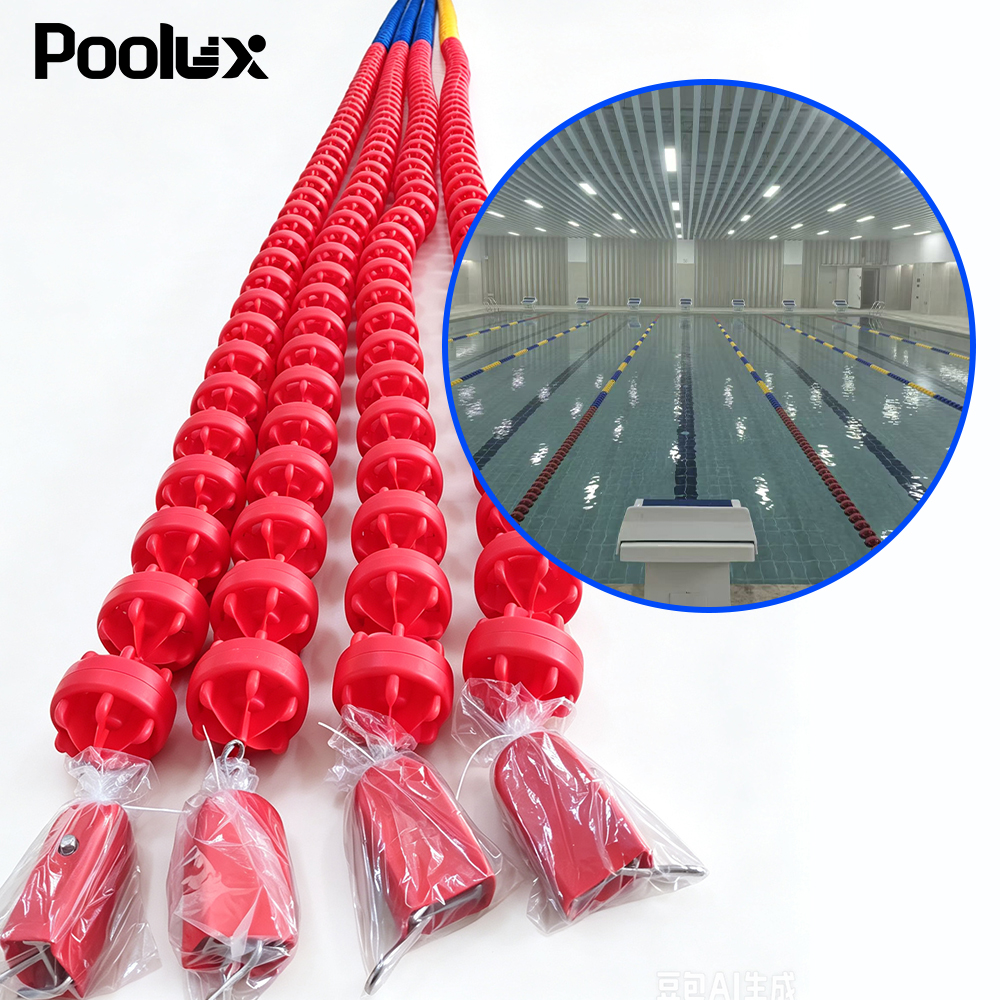 complete 25 meter anti-wave swimming pool lane lines with tensioners and metal hooks