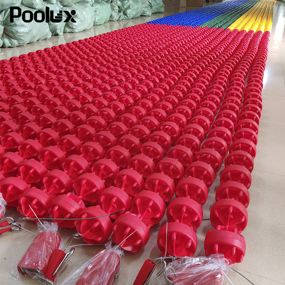 factory production of red 25 meter anti-wave swimming pool lane lines