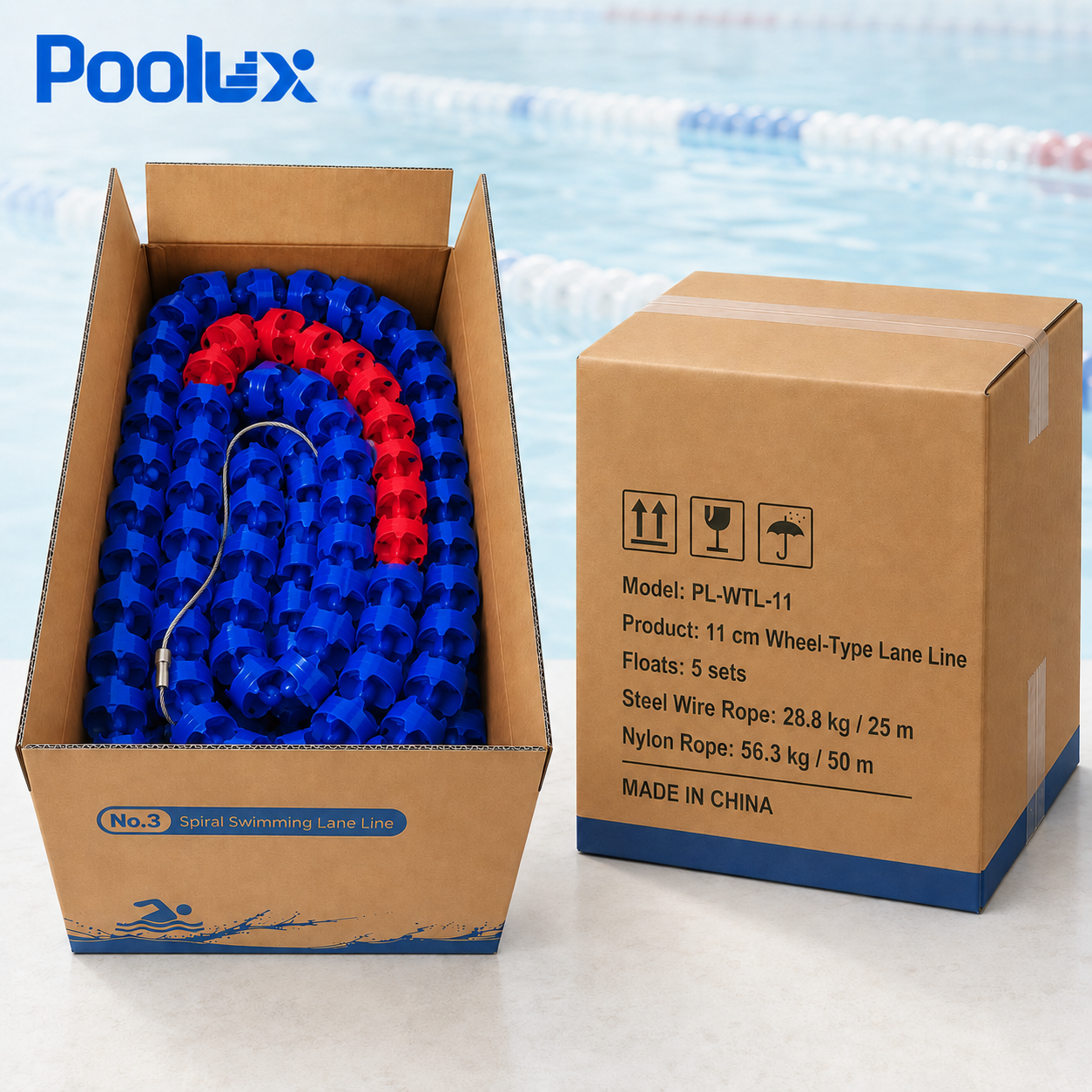 POOLUX PL-WTL-11 wheel-type swimming pool lane line packing presentation