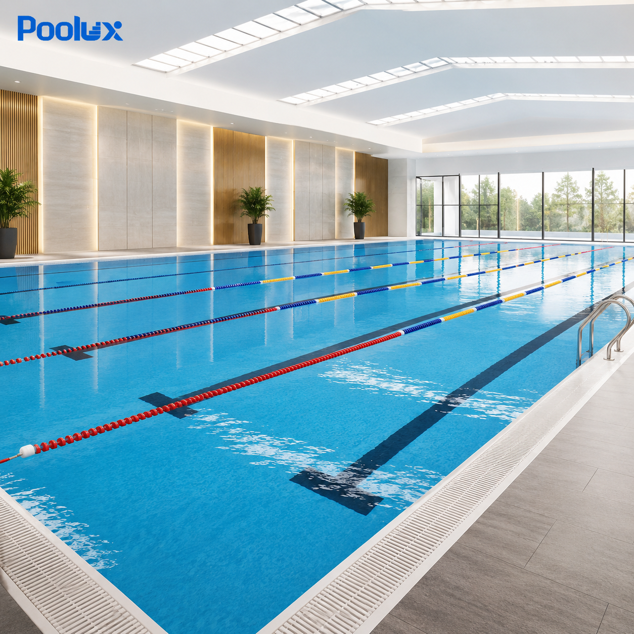 PL-SLL-11 floating lane line installed across a swimming pool