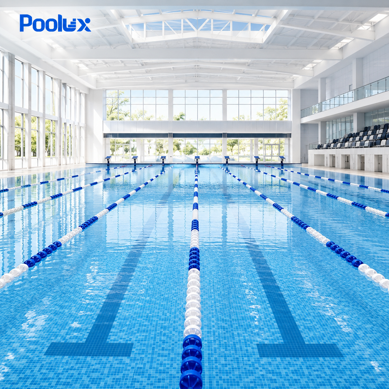 Poolux classic 15 cm hexagonal lane line in a swimming pool application