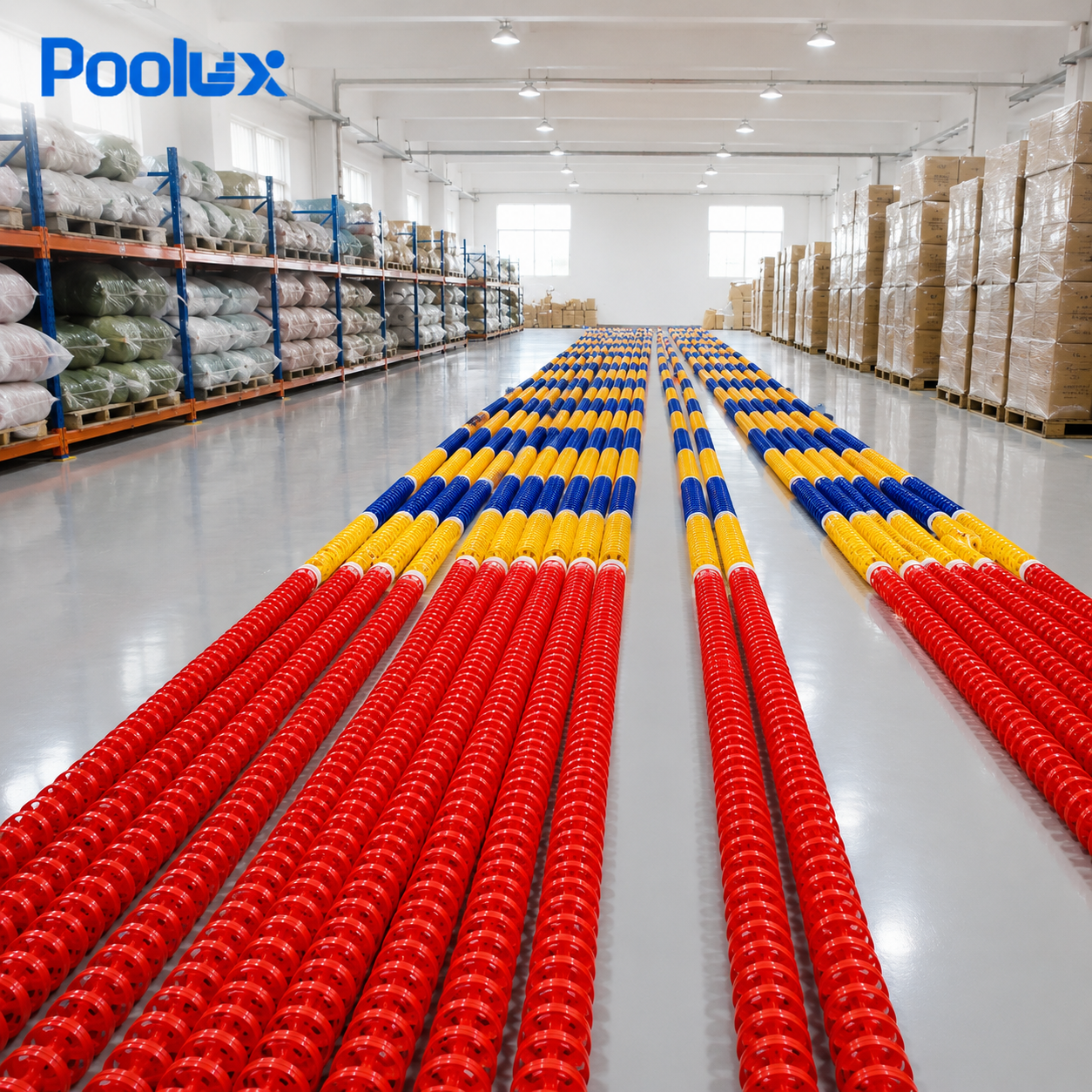 POOLUX PL-SLL-11 swimming pool lane line factory and warehouse presentation
