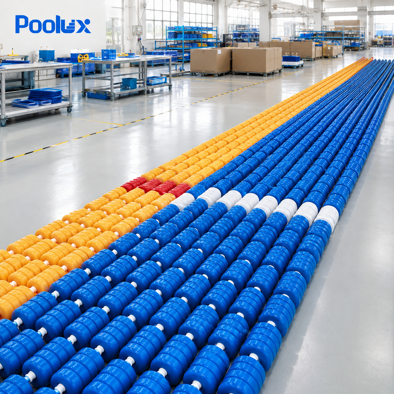 POOLUX spiral swimming pool lane line factory product presentation