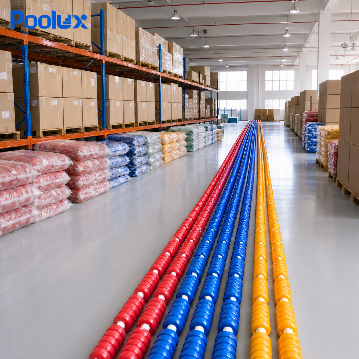 POOLUX PL-SL-9 spiral pool lane line factory presentation