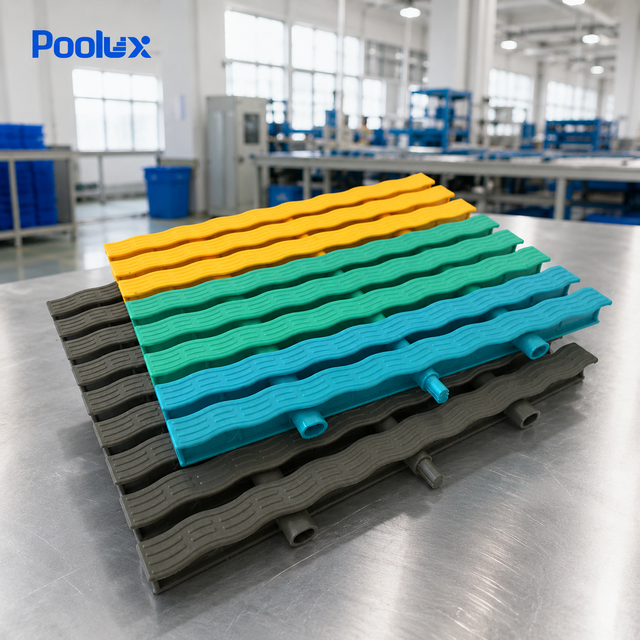 Poolux swimming pool grating factory production and B2B supply presentation